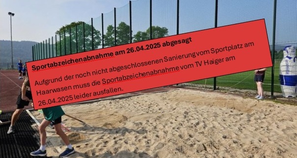 Sportabzeichen am 26. April fällt aus