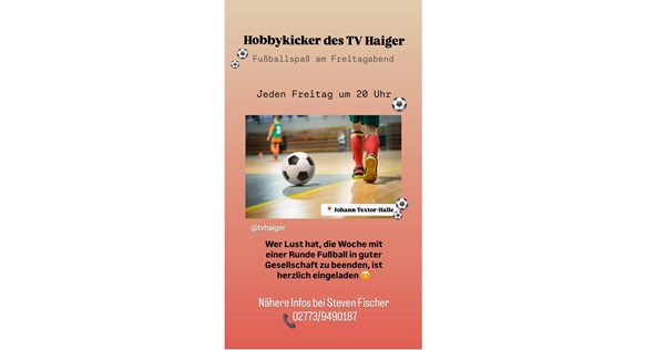 Hobbykicker des TV Haiger - Fußballspaß am Freitagabend